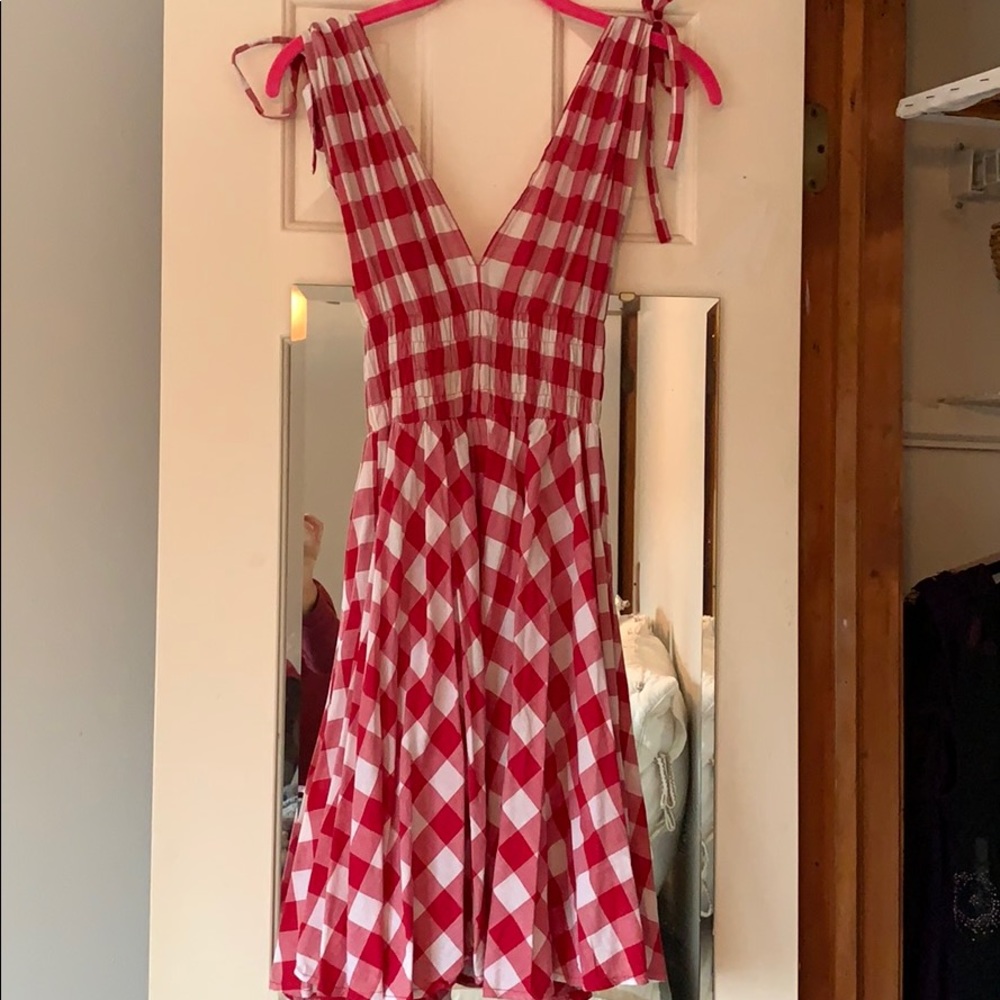 Red white checkered dress